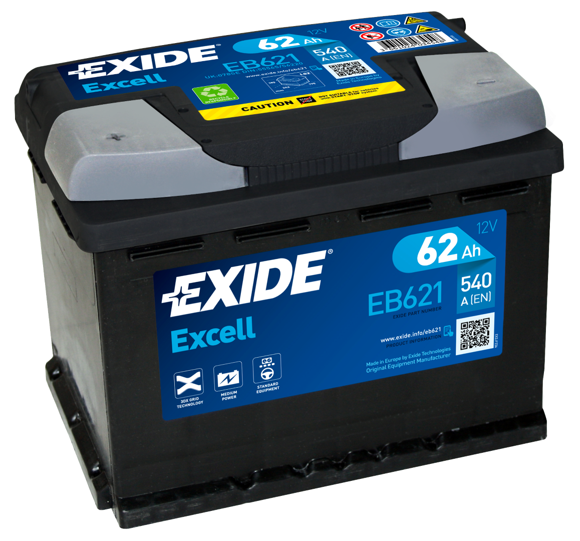 EB621 EXCELL Exide Startbatterier Op Til 100Ah